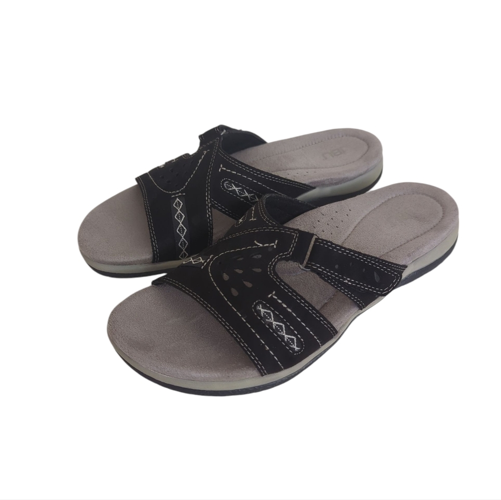 JBU by Jambu Sissey Vegan MIcrosuede Slide Sandals 8M Blac